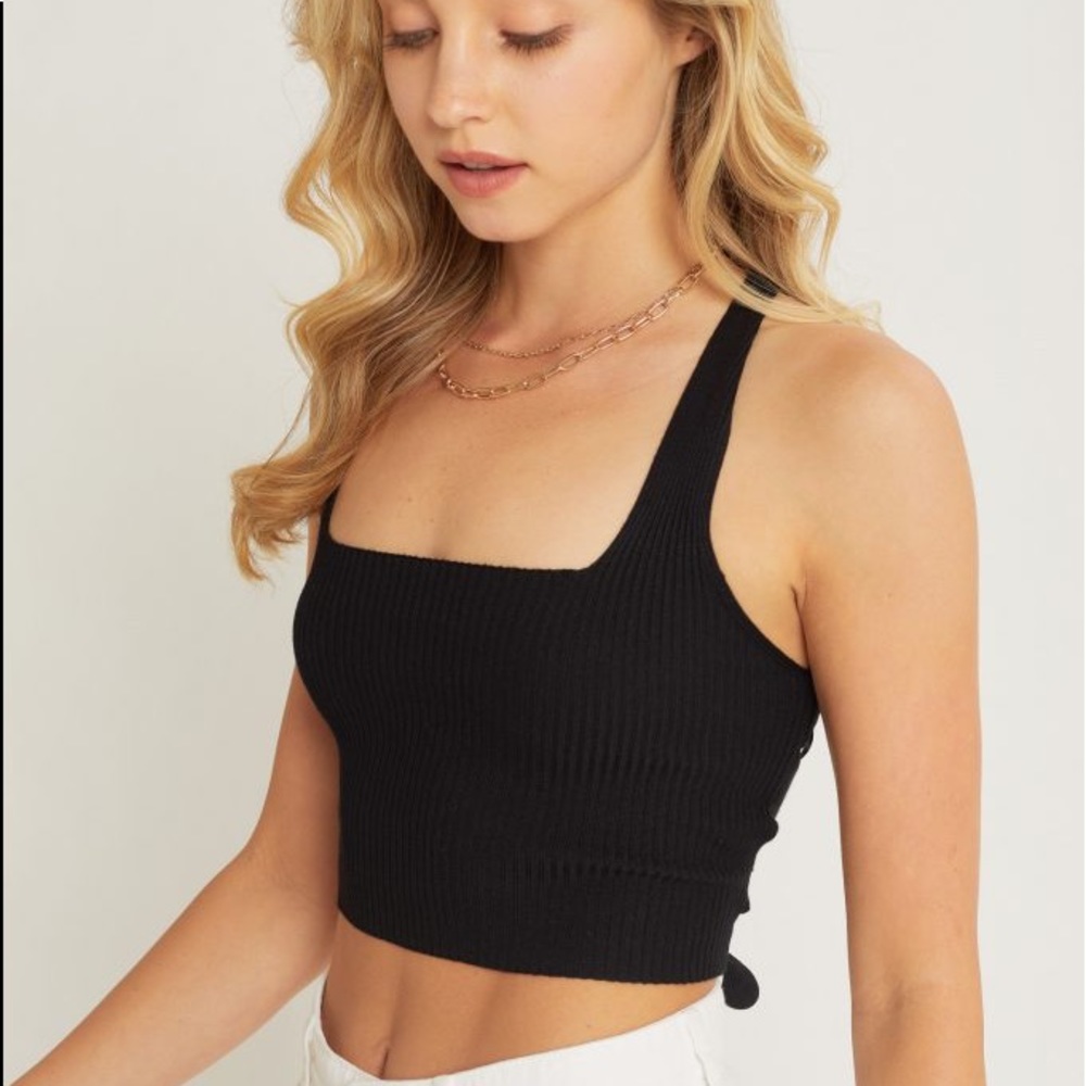 Crisscross tie back crop top